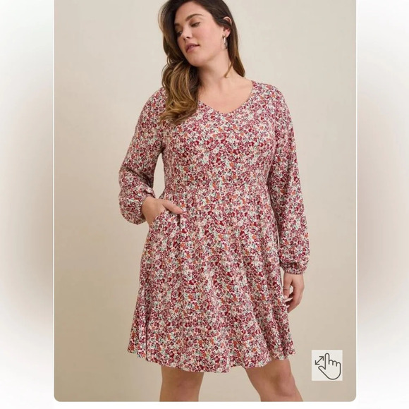 Torrid Floral Rayon Skater Dress size 12 - Picture 3 of 10